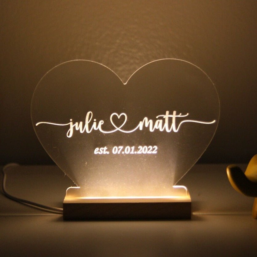 Anniversary Light Up Heart Name Sign