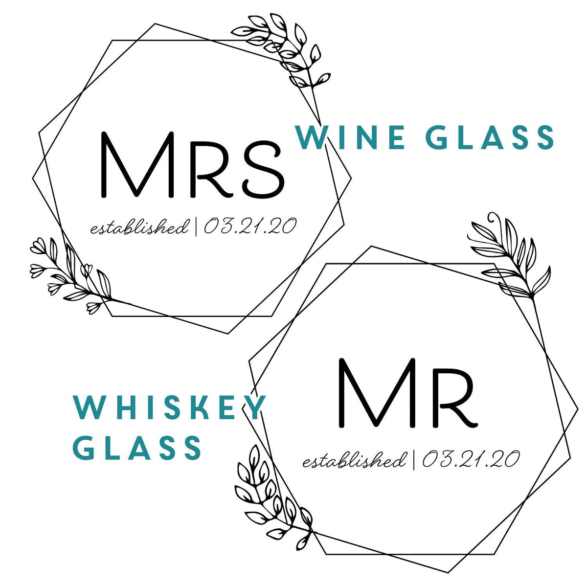 Anniversary Mr & Mrs Wine and Whiskey Gift Set - Design: HH5