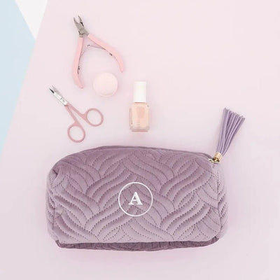 Bags & Luggage - Women's Bags - Cosmetic Bags & Cases Lavender Purple Velvet Quilted Makeup Bag