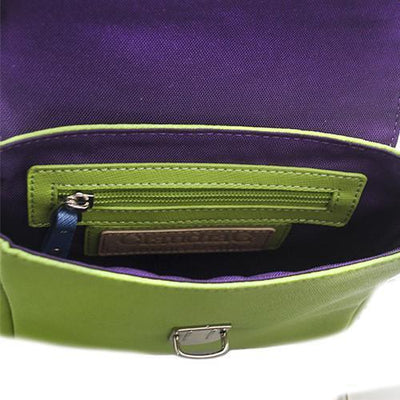 Bags & Luggage - Women's Bags - Crossbody Bags Tiny Leather Handbag -Blue/Lime (Option 2)