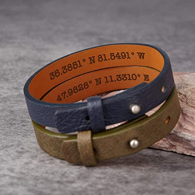 Bracelets Coordinates Hidden Engraved Leather Bracelet