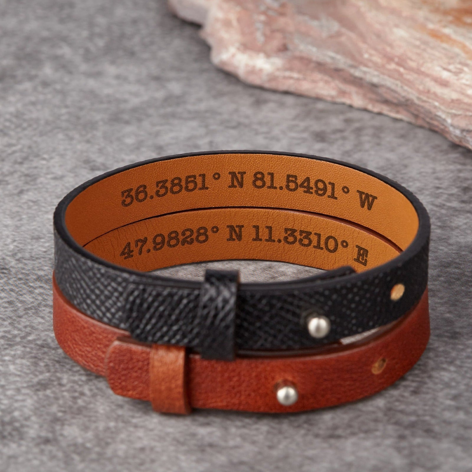 Custom Engraved Leather Bracelets for Couples, Personalized With Names and  Date, His and Hers Matching Set of 2, Perfect Gift for Boyfriend - Etsy