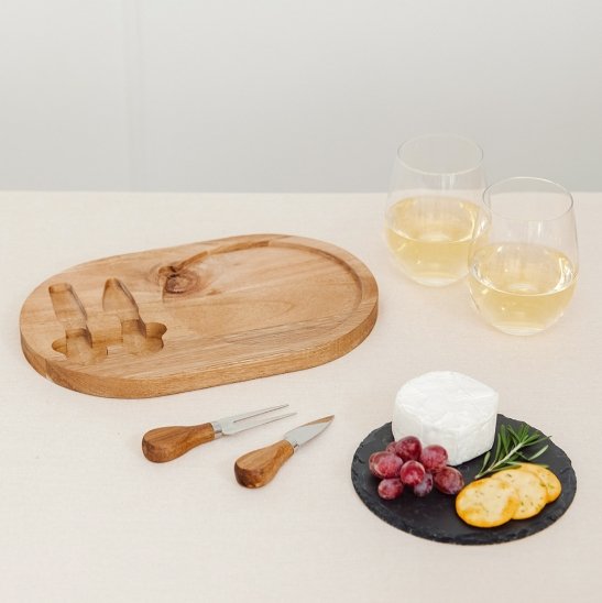 Cutting Board Personalized Wood & Slate Cheese Board Set