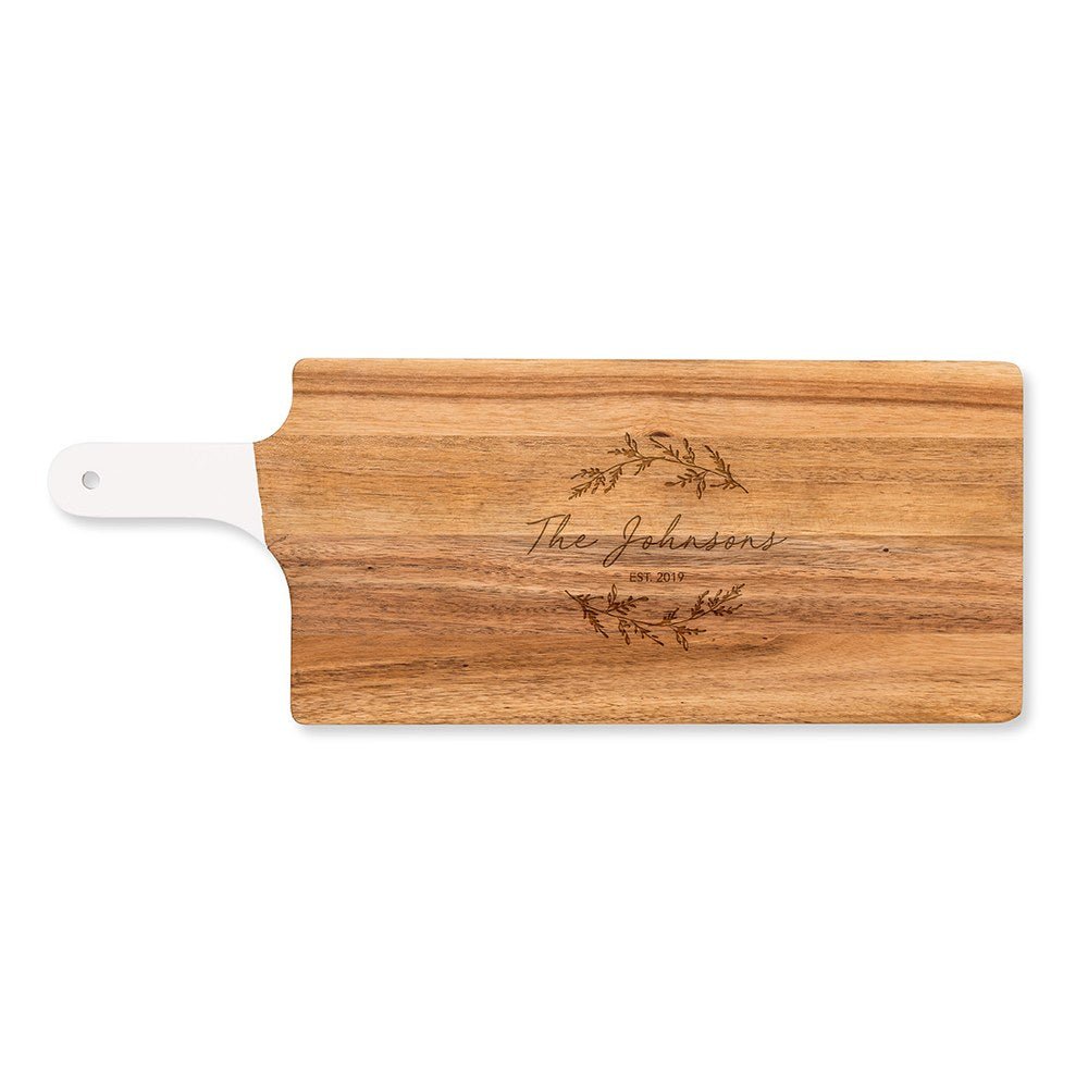 Cutting Board Personalized Wooden Cutting & Serving Board With White Handle