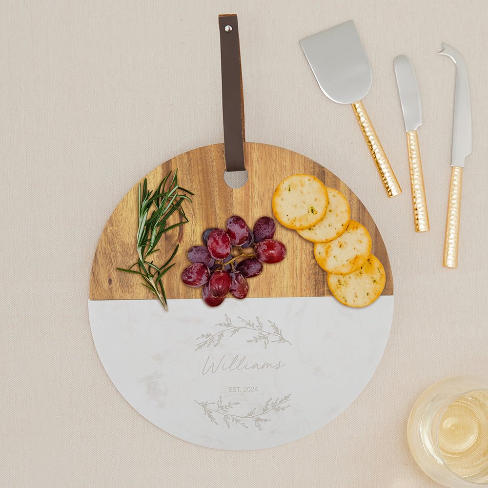 Cutting Board Personalized Wooden Cutting & Serving Board With White Handle