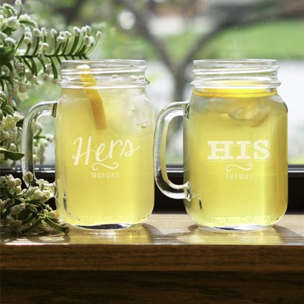 Drinking Glass His and Hers Mason Jar