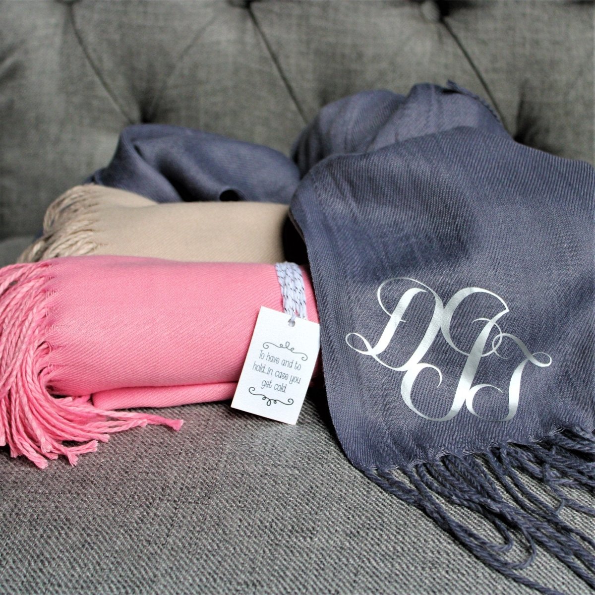 Fashion Accessories Monogramed Pashminas