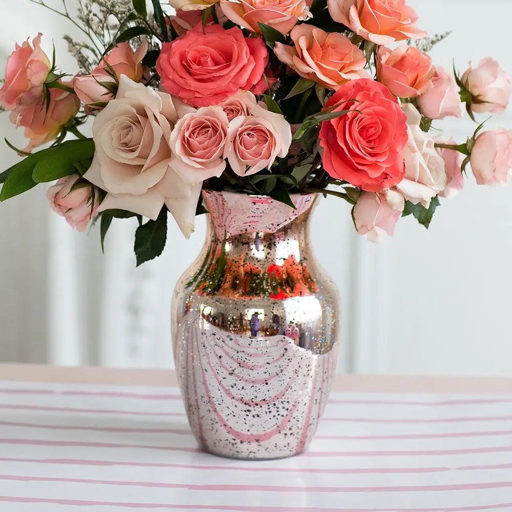 Glass Rose Gold Mercury Glass Flower Vase