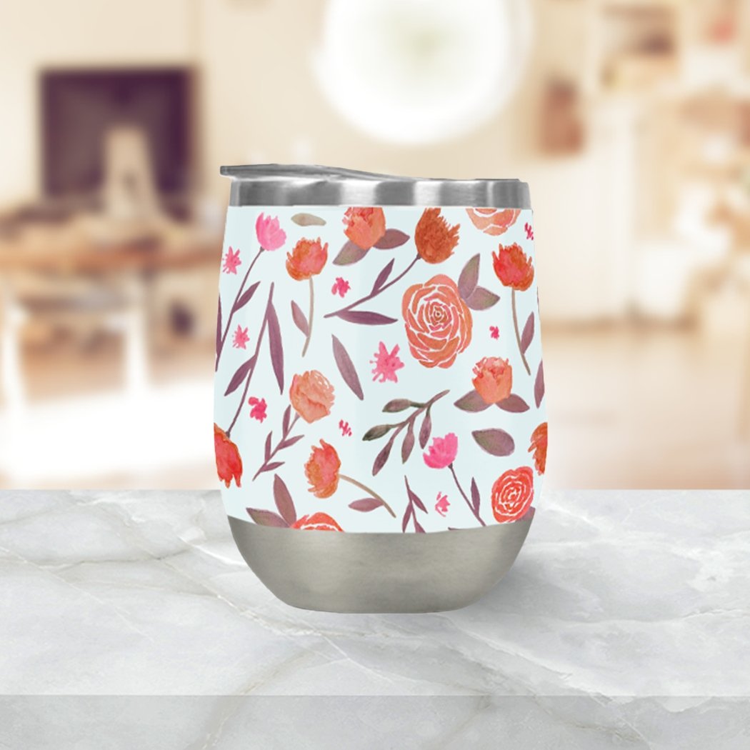 Home &amp; Garden Red Floral Wine Tumbler