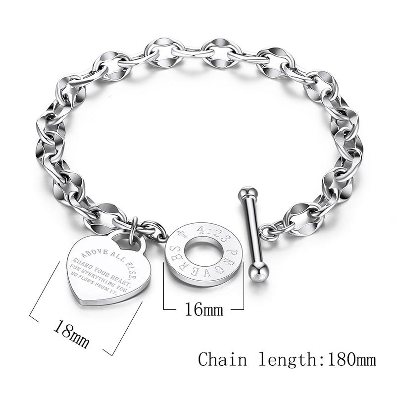 Jewelry & Watches Fashion Love Heart Bracelet&Bangle Eternal Love Pendant Stainless