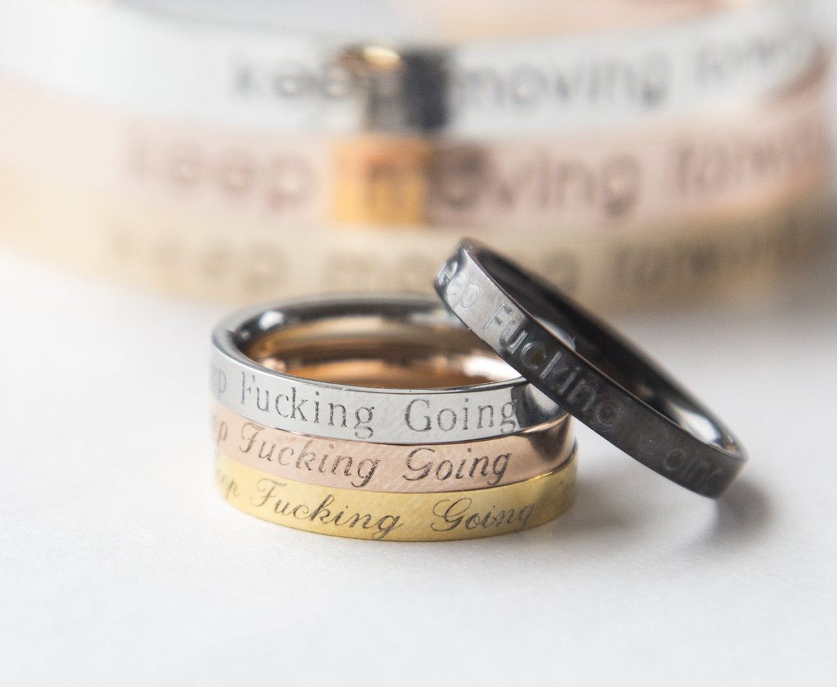 Jewelry &amp; Watches Keep Fucking Going Ring Engraved Personalized Gift