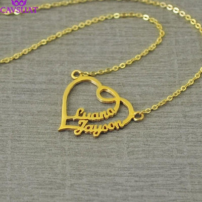 Jewelry & Watches Personalized Double Name Heart Necklace