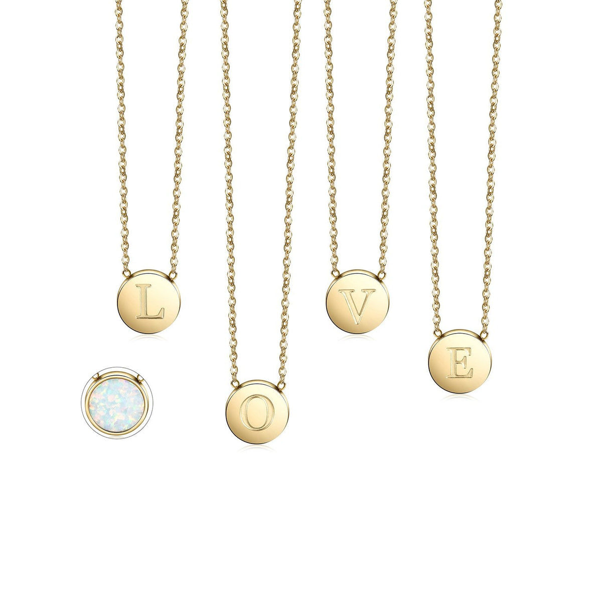 Jewelry &amp; Watches Round Opal Pendant Necklace-Gold
