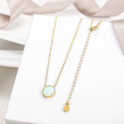 Jewelry & Watches Round Opal Pendant Necklace-Gold