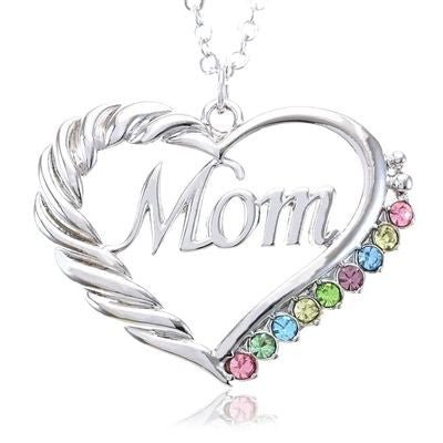 Mom Crystal Heart Necklace
