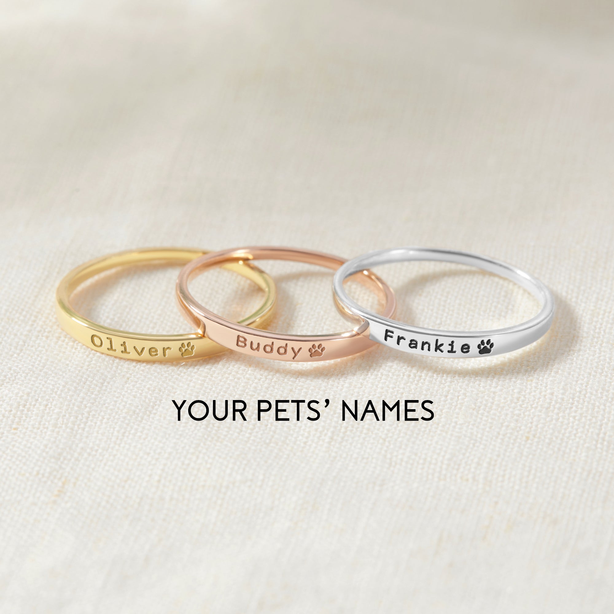 Together Touch Fngerprint Engraved Name Couple Bands