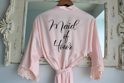 Robes Silky Satin Lace Robe