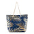 Totes & Beach Bags Navy Blue Palm Leaf Cotton Canvas Beach Tote Bag
