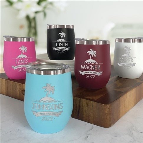 Tumblers Engraved Family Vacation Stemless Wine Tumbler