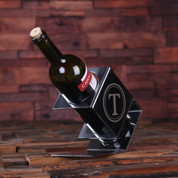 wine holder Personalized Engraved Monogramed Stainless Steel Wine Bottle Holder