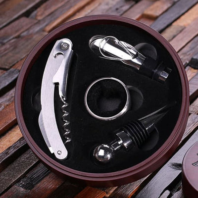 Wine Kit PERSONALIZED 5 PC CIRCULAR WINE ACCESSORY TOOLKIT